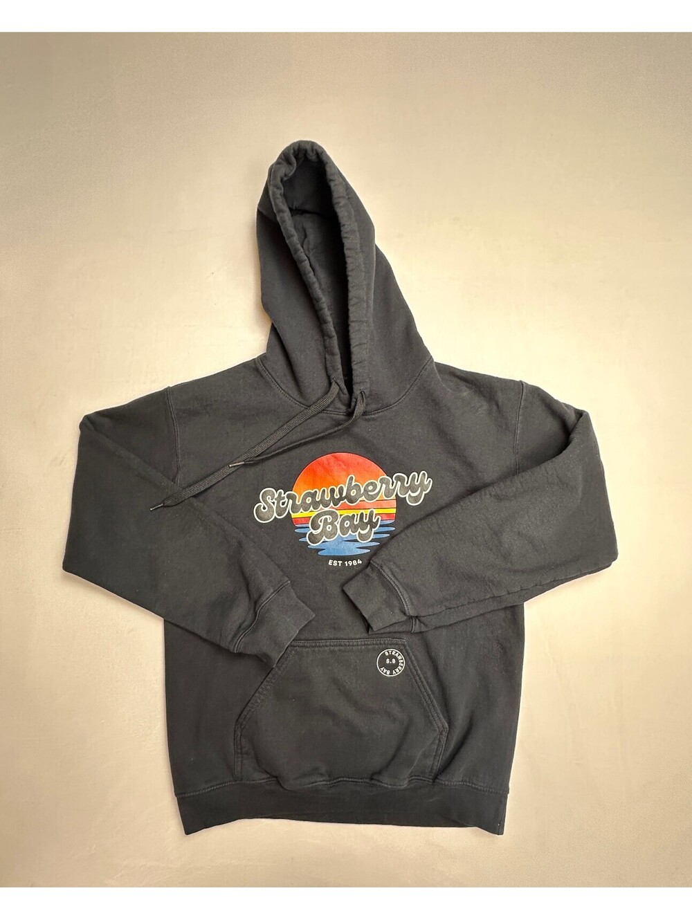 Strawberry Bay Black Graphic Pullover Hoodie Size S